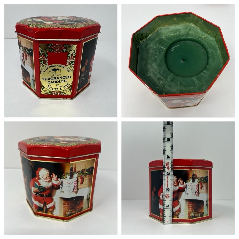 Scent Tins Fragranced‎ Candle Bayberry Christmas Holiday Santa Claus Decor Gift
